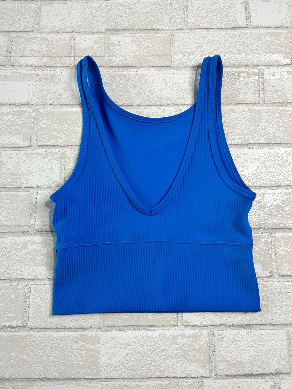 Lululemon Women’s Blue Ribbed V-Neck Crop Tank Top - Size 4